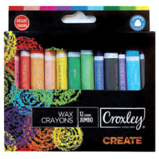 Croxley Create Triangular Jumbo Wax Crayons 12's